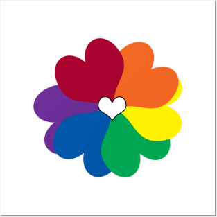 Rainbow Heart Flower Posters and Art